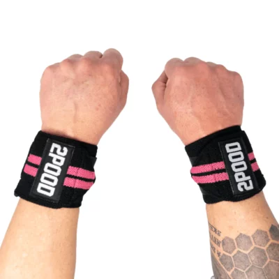 wrist wraps rosa fra 2pood, to hender med håndleddsstøtte