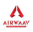 Logoen til Airwaay. Det står Airwaay i rødt og det er to røde streker som danner en trekant over bokstavene.