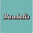 Logoen til Barebells. Turkis bakgrunn med hvit skrift.