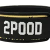 Løftebelte fra merket 2Pood Performance. Beltet er gult og har sorte sommerfugler. Beltet har sort borrelås med teksten "2POOD" i hvitt.