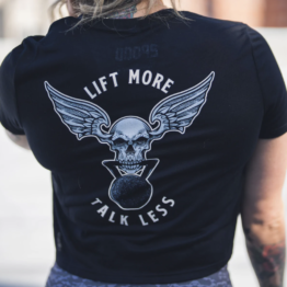 Lift More Talk Less Cropped Tee (Black)