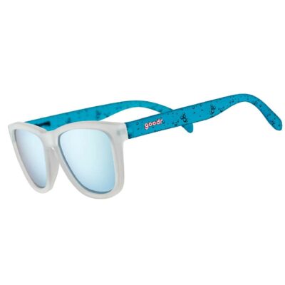 Treningssolbriller, polariserte treningssolbriller. Hvite og blå